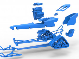Front engine old school snow dragster Version 2 Scale 1 to 25 3D Print Model