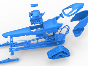 Front engine old school snow dragster Version 2 Scale 1 to 25 3D Print Model