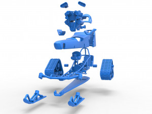Front engine old school snow dragster Version 2 Scale 1 to 25 3D Print Model