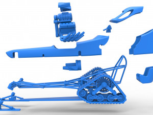 Front engine old school snow dragster Version 2 Scale 1 to 25 3D Print Model