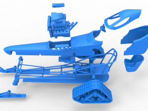 Front engine old school snow dragster Version 2 Scale 1 to 25 3D Print Model