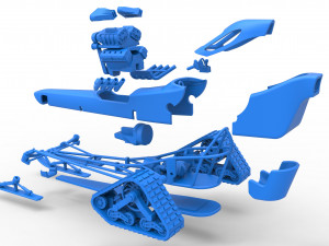 Front engine old school snow dragster Version 2 Scale 1 to 25 3D Print Model