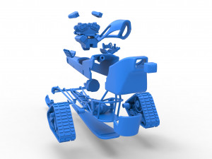 Front engine old school snow dragster Version 2 Scale 1 to 25 3D Print Model