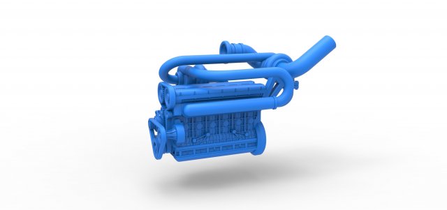 Twin Turbo straight-six engine Scale 1 to 25 3D Print Model .c4d .max .obj .3ds .fbx .stl .blend 