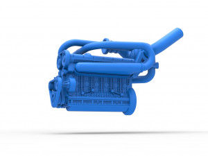 Twin Turbo straight-six engine Scale 1 to 25 3D Print Model