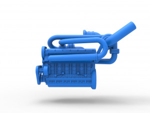 Twin Turbo straight-six engine Scale 1 to 25 3D Print Model