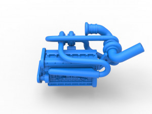 Twin Turbo straight-six engine Scale 1 to 25 3D Print Model