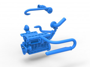 Twin Turbo straight-six engine Scale 1 to 25 3D Print Model