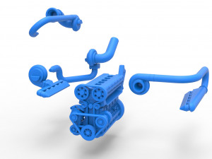 Twin Turbo straight-six engine Scale 1 to 25 3D Print Model