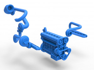 Twin Turbo straight-six engine Scale 1 to 25 3D Print Model