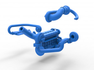 Twin Turbo straight-six engine Scale 1 to 25 3D Print Model