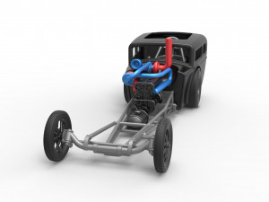 Front engine old school dragster with shell Version 4 Scale 1 to 25 3D Принт Модель