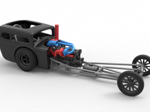 Front engine old school dragster with shell Version 4 Scale 1 to 25 3D Принт Модель