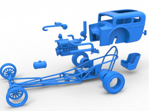 Front engine old school dragster with shell Version 4 Scale 1 to 25 3D Принт Модель