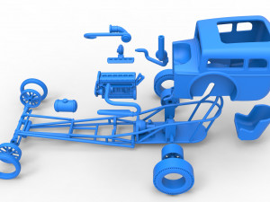 Front engine old school dragster with shell Version 4 Scale 1 to 25 3D Принт Модель