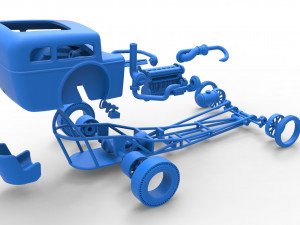 Front engine old school dragster with shell Version 4 Scale 1 to 25 3D Принт Модель
