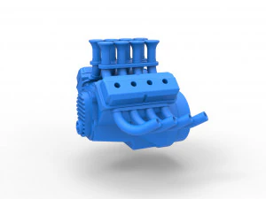 विंटेज ड्रैगस्टर स्केल 1 से 25 के लिए इंजन V8 3D प्रिंट मॉडल
