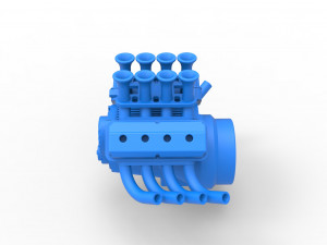 Engine V8 for vintage dragster Scale 1 to 25 3D-printmodel