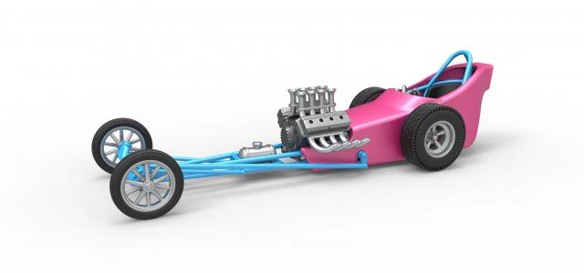Front engine old school dragster with shell Version 5 Scale 1 to 25 3D Print Model .c4d .max .obj .3ds .fbx .stl .blend 