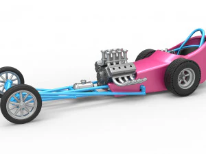 Front engine old school dragster with shell Version 5 Scale 1 to 25 3D Print Model