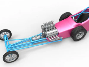 Front engine old school dragster with shell Version 5 Scale 1 to 25 3D Print Model