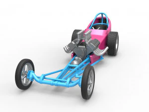 Front engine old school dragster with shell Version 5 Scale 1 to 25 3D Print Model