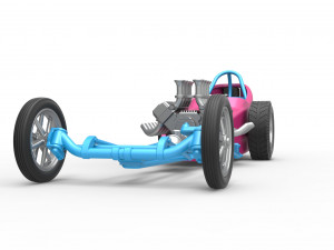 Front engine old school dragster with shell Version 5 Scale 1 to 25 3D प्रिंट मॉडल
