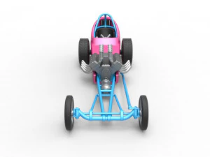 Front engine old school dragster with shell Version 5 Scale 1 to 25 3D Print Model