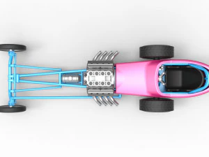 Front engine old school dragster with shell Version 5 Scale 1 to 25 3D Print Model