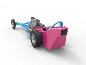 Front engine old school dragster with shell Version 5 Scale 1 to 25 3D Print Model