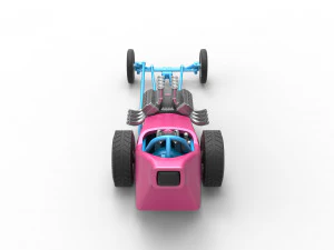 Front engine old school dragster with shell Version 5 Scale 1 to 25 3D Print Model