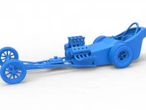 Front engine old school dragster with shell Version 5 Scale 1 to 25 3D Print Model