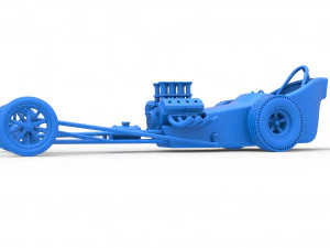 Front engine old school dragster with shell Version 5 Scale 1 to 25 3D Print Model