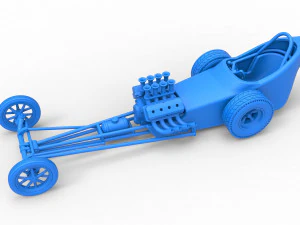 Front engine old school dragster with shell Version 5 Scale 1 to 25 3D Print Model