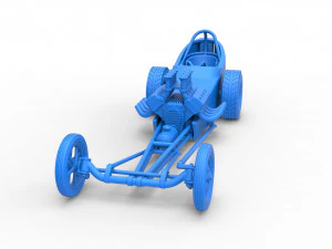 Front engine old school dragster with shell Version 5 Scale 1 to 25 3D Print Model