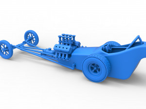 Front engine old school dragster with shell Version 5 Scale 1 to 25 3D प्रिंट मॉडल
