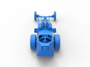 Front engine old school dragster with shell Version 5 Scale 1 to 25 3D Print Model