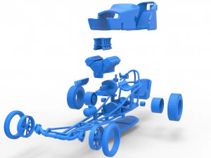Front engine old school dragster with shell Version 5 Scale 1 to 25 3D Print Model