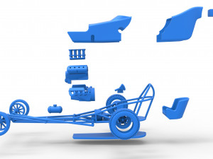 Front engine old school dragster with shell Version 5 Scale 1 to 25 3D प्रिंट मॉडल