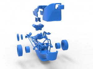 Front engine old school dragster with shell Version 5 Scale 1 to 25 3D Print Model