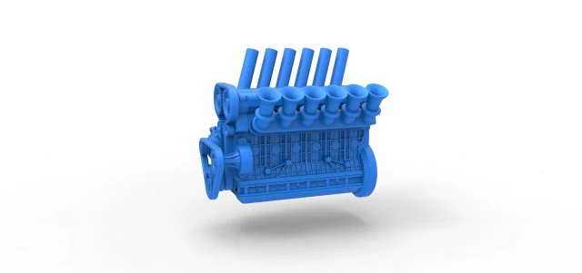 Straight-six engine Scale 1 to 25 3D Print Model .c4d .max .obj .3ds .fbx .stl .blend 