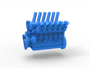 Zescilinder lijnmotor schaal 1 tot 25 3D printmodel
