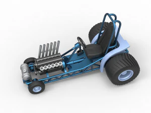 Mini Rod pulling tractor 9 Scale 1 to 25 3D Print Model