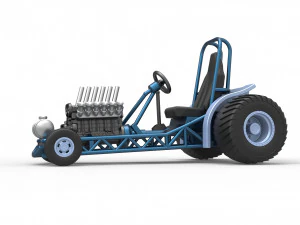 Mini Rod pulling tractor 9 Scale 1 to 25 3D Print Model