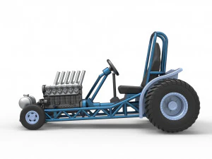 Mini Rod pulling tractor 9 Scale 1 to 25 3D Print Model
