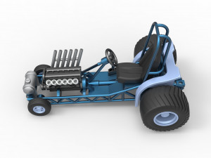 Mini Rod pulling tractor 9 Scale 1 to 25 3D Принт Модель