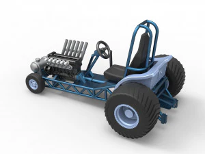 Mini Rod pulling tractor 9 Scale 1 to 25 3D Print Model