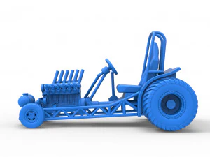 Mini Rod pulling tractor 9 Scale 1 to 25 3D Print Model