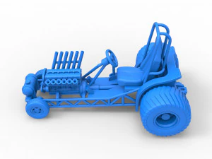 Mini Rod pulling tractor 9 Scale 1 to 25 3D Print Model