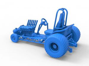 Mini Rod pulling tractor 9 Scale 1 to 25 3D Print Model